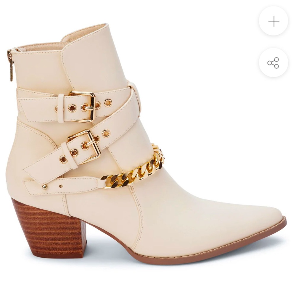 BRAND NEW: Matisse Ivory Ankle Boots with Gold Chain Detail - 7.5